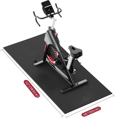 Produktbild von Fitnessgeräte Bodenschutzmatte - Unterlegmatte für Laufband - 6 mm dick - Hochdichte PVC - Rutschfest - Geräuschdämpfend - Schweißresistent - Blau