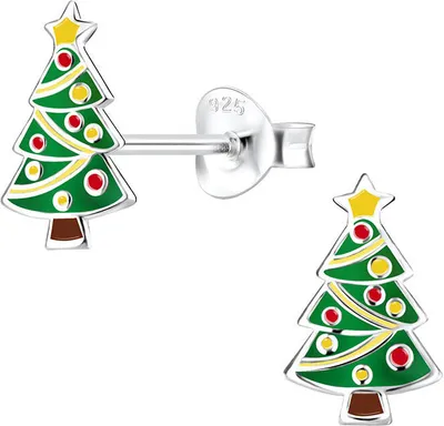 Produktbild von Ohrstecker Weihnachten: 925 Silber Ohrringe „Weihnachtsmann oder Weihnachtsbaum“ Christbaum (Christmas tree)