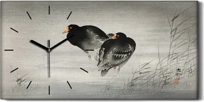Produktbild von Leinwand Wanduhr Wandkunst Uhr 60x30 Malerei Asiatische Tier Vögel Wasser Kunst - schwarze Hände