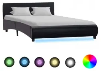 Image de Cadre de lit avec LED sans matelas noir 140x200 cm