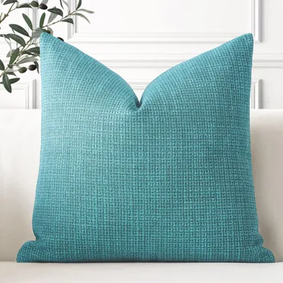 Productafbeelding van Set bestaande uit 1 kussensloop, effen linnen, 60 x 60 cm, turquoise