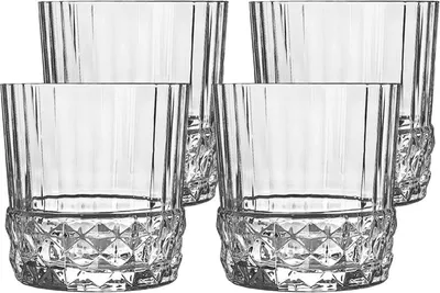 Produktbild von Whiskyglas Becher Trinkglas Retro Vintage Kristallglas America 4er Set (380ml)