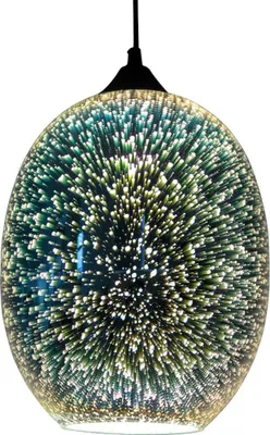 Immagine prodotto di Lampada a sospensione - Lampada a sospensione - 40W E27 Dimmerabile - Vetro 3D - Luce gialla - Per soffitti inclinati - Senza lampadina - Argento