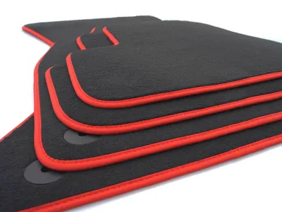 Image de Tapis de sol pour Audi A4 S4 RS4 (8K/B8) Allroad Quattro / A5 Sportback Premium Velours Tapis de voiture 4 pièces bord rouge