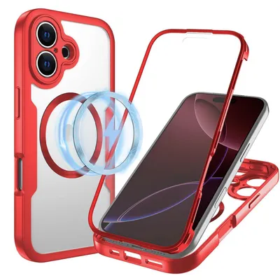 Obrázok produktu pre Pre Apple iPhone 17 MagSafe Ring Celotelové 360-stupňové akrylové / TPU puzdro Red