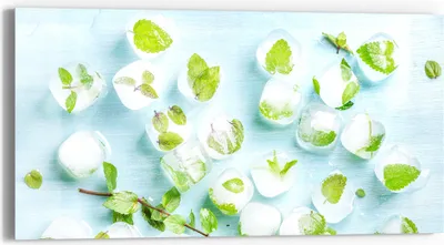 Produktbild von DEQORI Glasbild Echtglas 60x30 cm 'Minzige Frische' Wandbild Bild modern Deko
