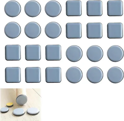 Produktbild von 24 Stück Möbelgleiter, Teflongleiter, PTFE Teflon Quadrat Selbstklebende Möbelschieber, Stuhlgleiter, Teflongleiter Selbstklebend Für Schwere Möbel(Quadrat Und Runde)