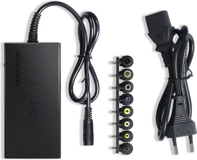 univerzální nabíječka notebooků 96 W, síťový adaptér s 8 měniči DC konektoru, 12 V až 24 V, nastavitelný, přenosná nabíječka, zástrčka EU