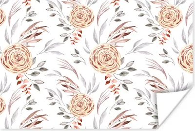 Produktbild von MuchoWow® Poster Rosen - Blätter - Weiß 120x80 cm - Bilder
