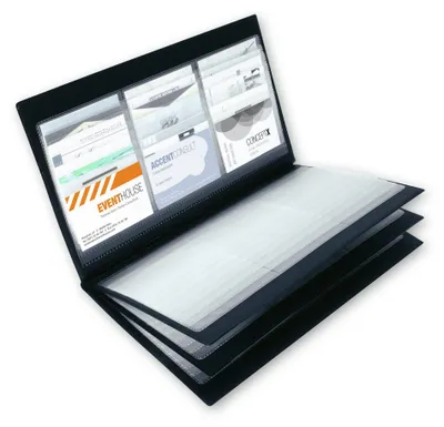 Produktbild von SIGEL VZ175 Visitenkarten-Sammler, schwarz, matt, mit selbstklebendem Register
