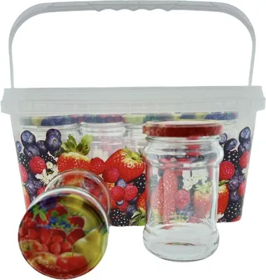 Productafbeelding van Confituurpot jampot inmaakpot in emmer - 315 ml - 7 stuks