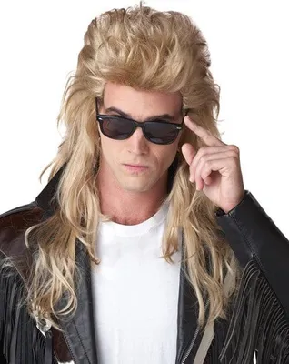 Immagine prodotto di parrucca rocker anni '80 capelli lunghi mullet bionda - taglia unica