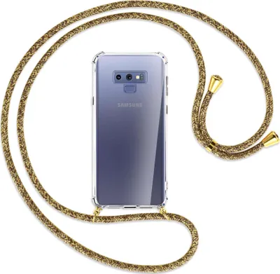 Produktbild von Handykette Backcover-Schutzhülle mit Band (Metall goldfarben) für Samsung Galaxy Note 9 - braun+beige