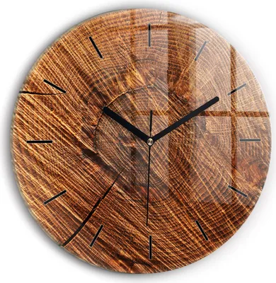 Produktbild von Wallfluent Wanduhr – Stilles Quarzuhrwerk - Uhr Dekoration Wohnzimmer Schlafzimmer Küche - Zifferblatt mit Striche - schwarze Zeiger - 30 cm - Dekoratives Holz