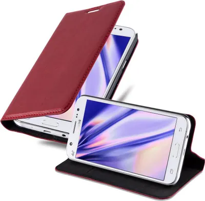 Produktbild von Cadorabo Hülle für Samsung Galaxy J7 2015 Schutz Hülle in Rot Handyhülle Etui Case Cover Magnetverschluss