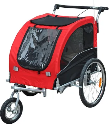 Zdjęcie produktu dla PawHut 2 w 1 przyczepka rowerowa dla psów przyczepka rowerowa dla psów przyczepka rowerowa dla psów czerwona + czarna 155 x 83 x 108 cm