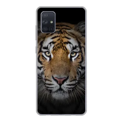 Produktbild von MuchoWow® Handyhülle Schutzhülle Hülle für Samsung Galaxy A71 Tiger - Wildtiere - Porträt - Schwarz - Tiere Silikon Softcase Handy Hülle - Kartenbesitzer