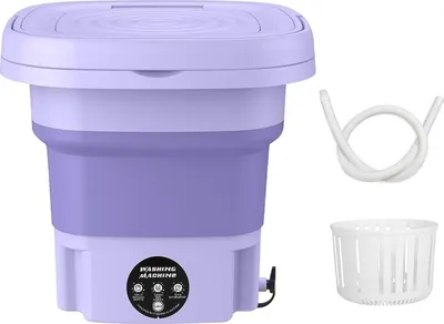 Obrázek produktu pro Přenosná pračka se sušičkou 8L Mini skládací cestovní pračka s funkcí dezinfekce pro byty, ubytovny, kempování, karavany, fialová barva