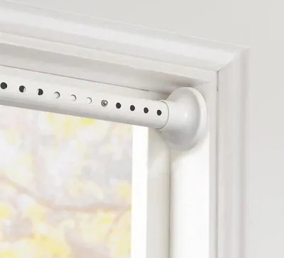 Zdjęcie produktu dla Karnisz bez otworów, teleskopowy, bez otworów, do łazienki, sypialni, czarno-biały (205–260 cm, 32 mm)