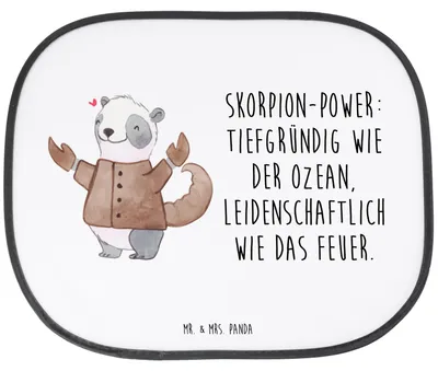 Produktbild von Mr. & Mrs. Panda Sonnenschutz Auto Skorpion Astrologie - Weiß - Geschenk, Tierkreiszeichen, Sternzeichen, autofenster, Geburtstagsgeschenk, Sonnenblende, Scheibenschutz