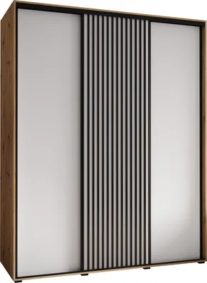 Produktbild von MEBLE KRYSPOL Sapporo 1 Schrank mit 3 Schiebetüren  - 205,2x200x60 cm - Artisan Weiß Schwarz