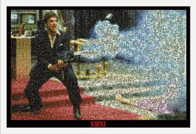 Image de Scarface - Poster - Photomosaic + cadre amovible, Shinsuke® Maxi MDF blanc, vitre acrylique