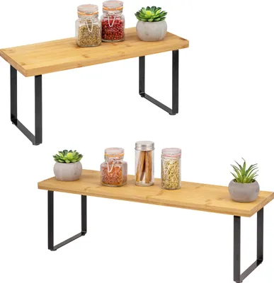 Image de bremermann 2x étagère de cuisine, étagère à épices, sur pied, en bambou, env. 36/50 cm