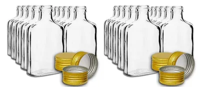 Image de 24 flacons en verre de 100 ml avec bouchons dorés