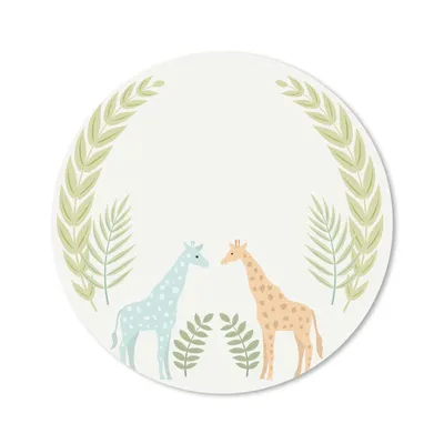 Produktbild von MuchoWow® Mauspad Mousepad Illustration von Giraffen und Pflanzen 50x50 cm - Mousepads - Maus Mat - Pad - Mausunterlage - Vinyl