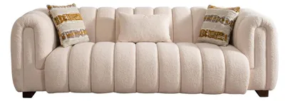 Immagine prodotto di Divano beige a 3 posti, divano in tessuto, design moderno, confortevole, divano di design