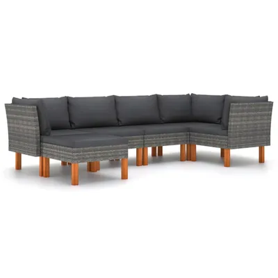 Obrázek produktu pro vidaXL 6dílná zahradní lounge souprava s polštáři Poly Rattan Grey