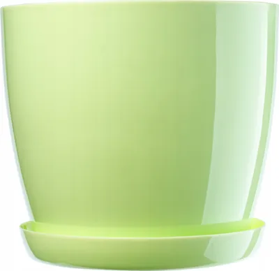 Immagine prodotto di Vaso da fiori in plastica KADAX "Agen", vaso con sottovaso. Fioriera, 18 cm, verde chiaro, 1 pezzo