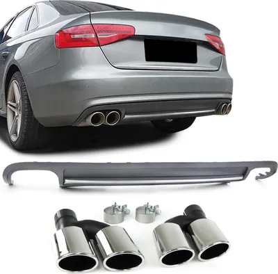 Produktbild von Sport Heck Diffusor Einsatz mit Endrohren Set für Audi A4 B8 Limo Avant 07-11