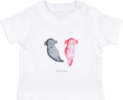 Produktbild von Mr. & Mrs. Panda  T-Shirt Axolotl Freundin 0. - 6. Monat - Weiß - Geschenk, Valentinstag, Liebe, Kinder Shirt, Baby Top, Freund, Babyshirt, Oberteil