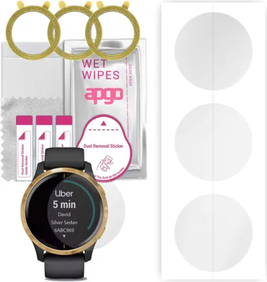 Produktbild von apgo 3 Stück Schutzfolie, klar, kompatibel mit Garmin Venu Smartwatch, Hydrogel Displayschutzfolie mit Positionierhilfe, Displayfolie, robust und kratzfest