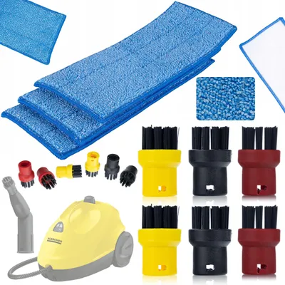 Obrázek produktu pro 3 mopové vložky + sada 6 kulatých kartáčů pro parní čističe Kärcher