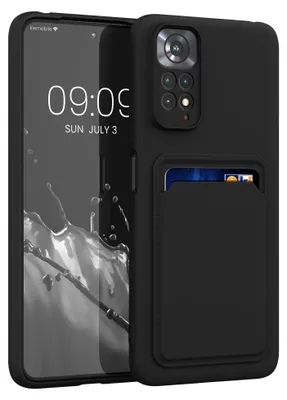 Produktbild von kwmobile Handyhülle für Xiaomi Redmi Note 11 / Note 11S Hülle mit Kartenfach - TPU Case - Kabelloses Laden - Schutzhülle Cover in Schwarz matt