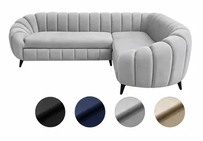 Produktbild von Verno Ecksofa 270x210 cm, HR45 Schaum und Bonellfedern, freistehend, moderne Steppung, hellgrau