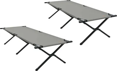 Immagine prodotto di vidaXL Letto pieghevole per campeggio, 2 pezzi, grigio, 210 x 80 x 46 cm