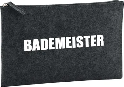 Produktbild von Huuraa Kulturbeutel Bademeister Schriftzug 1 Liter Charcoal Filz Kosmetiktasche Geschenkidee