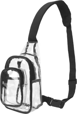 Image de Sac transparent, sac à bandoulière transparent, sac à bandoulière, sac de poitrine transparent pour femmes et hommes, ville, travail, concert, voyages