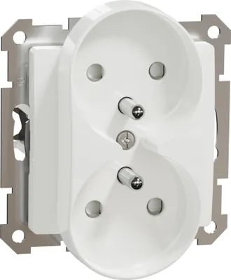 Image de Double prise pour cadre de finition 2p+pE avec rabat, blanc, 2x 2P+E, IP20 SDD111275 Sedna Design Schneider Electric