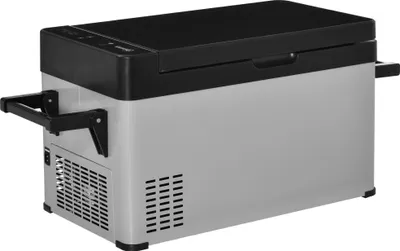 Zdjęcie produktu dla Lodówka samochodowa Outsunny 50 l z wyświetlaczem LCD, 2 tryby pracy, kompresorowa lodówka samochodowa z uchwytami, do łodzi kempingowych, 12/24 V DC i 110-240 V AC, szaro-czarna