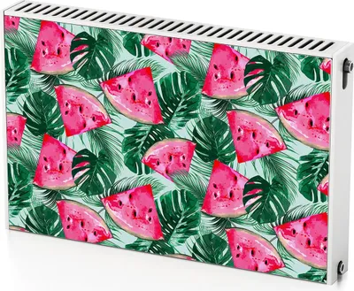 Produktbild von Wassermelone – Magnetische Heizkörperabdeckung – 90x60 cm – Magnet Heizkörperabdeckung – 3D Würfel – Heizkörperverkleidung – Magnetische Wandverkleidung – Wetterfest