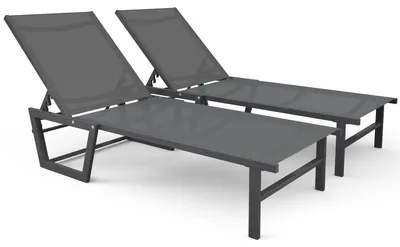 Produktbild von VOUNOT® 2er Set Sonnenliege Gartenliege aus Aluminium und Textilene 190x62x31cm Grau