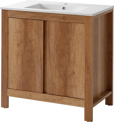 Produktbild von Badmöbel Set 80cm Waschbecken mit Unterschrank Waschtisch Schublade Hängeschrank
