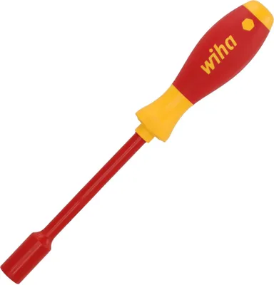 Produktbild von Wiha Steckschlüssel VDE 6-kant SW 10mm Gesamtlänge 243mm brüniert mit Innenbohrung Mehrkomponenten-Griff - 861