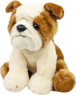 Produktbild von Französische Bulldogge 26 cm sitzend braun-weiß Kuscheltier Hund