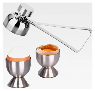 Produktbild von Eierbecher Set aus Edelstahl mit Eieröffner für weich gekochte Eier (2 Stück + 1 Eieröffner)