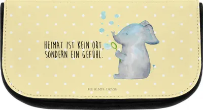 Produktbild von Mr. & Mrs. Panda Organizer Elefant Seifenblasen - Gelb Pastell - Geschenk, toilettenbeutel, Elefanten, Waschtasche, Heimat, Liebesspruch, Liebe, Kosmetiktasche, schmink